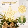 Christmas Tree Topper Star with Lights, Glitter- Five-Pointed Star Holiday Decoration