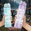 1PC Minimal Mom Letter Pattern 750ml Color Plastic Sports Water Bottle Leakproof Flip Straw Lid Suitable for Sports Office Home Use