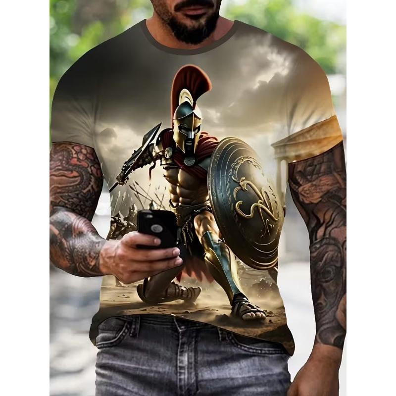 

Fashion Spartan 3D Printed T-shirt 2026 New Men s Short Sleeve Tee Clothing Plus Size Loose Crew Neck Spartan Warrior T-shirts S