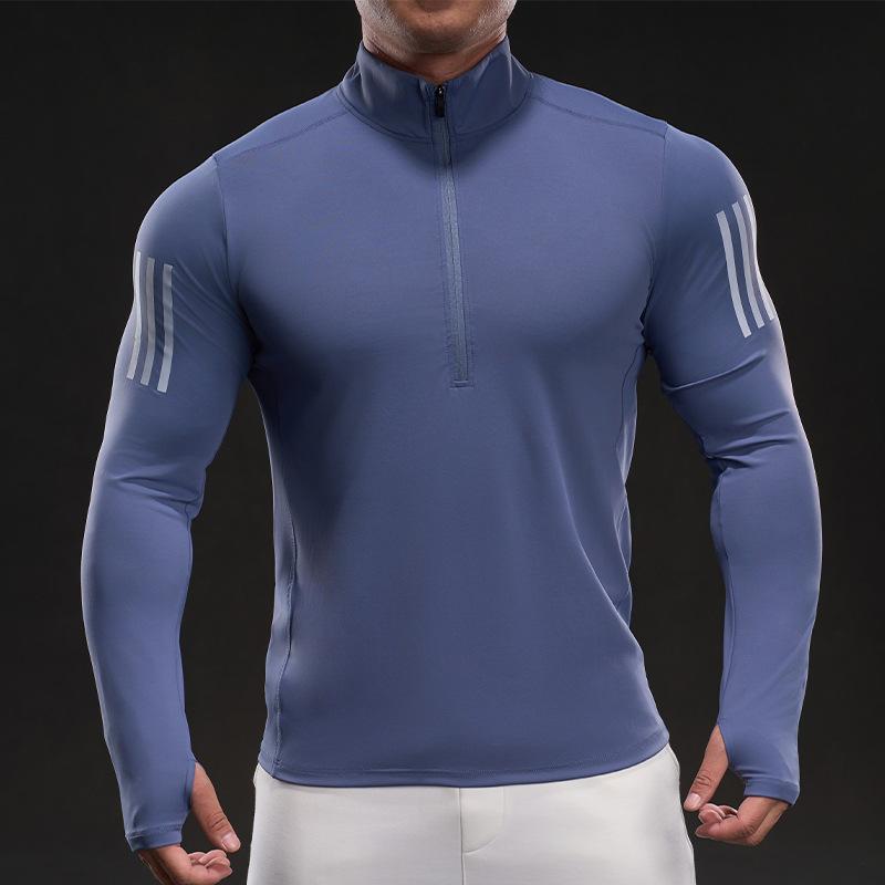 Running and Fitness Outdoor Long-sleeved Ice Silk T-shirt for Men In Spring and Autumn Domineering Muscle Style Thin T-shirt for Men