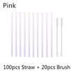 100Pcs Reusable Drinking Glass Straws 20cmx8 mm For Smoothies, Tea, Juice --10Pack With 20Pcs Cleaning Brush Barware