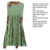 Women Floral Boho Summer Swing Dress Midi Length Flowy Pleated with Pockets Casual Crew Neck Half Sleeve