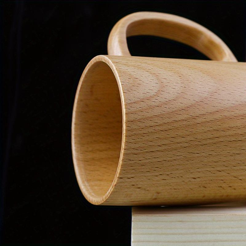 1/2pcs Solid Wood Handle Handy Cup Creative Wooden Mug for Coffee Tea Beer Multi Purpose Household Commercial Use Durable Beech