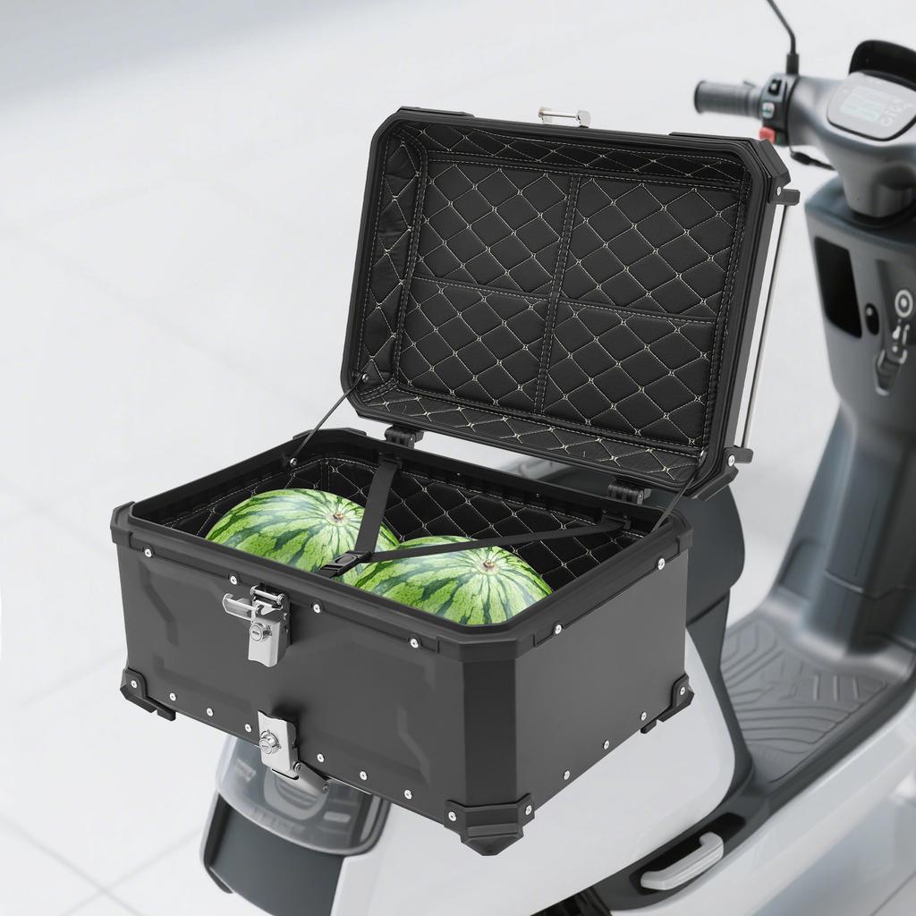 65L Motorcycle Case, Load 10kg, Lockable Storage Tail Box for Cruiser Sport Bike Touring, Universal Mount with Easy Installation