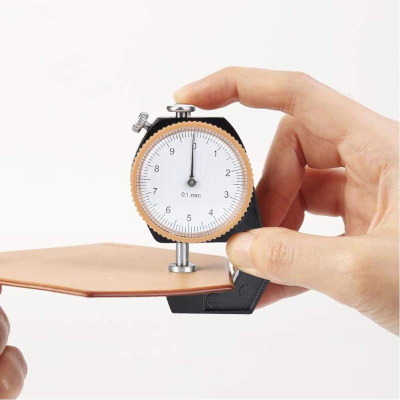 Upgraded 0~10mm Thickness Gauge, Flat for Head Thickness Tester Dial for Leather Cloth Measuring Accuracy 0.1mm Stainles
