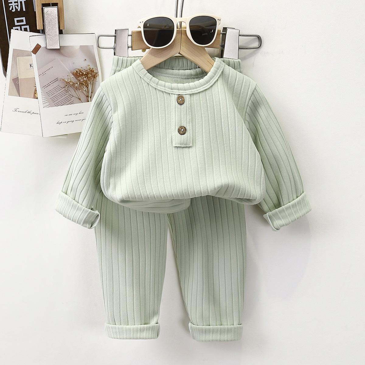 

Детский комплект нижнего белья Осень Новинка Детская Де Ронг Мальчиковая пижама Корейская версия Девочковая теплая домашняя одежда Детская одежда 90cm