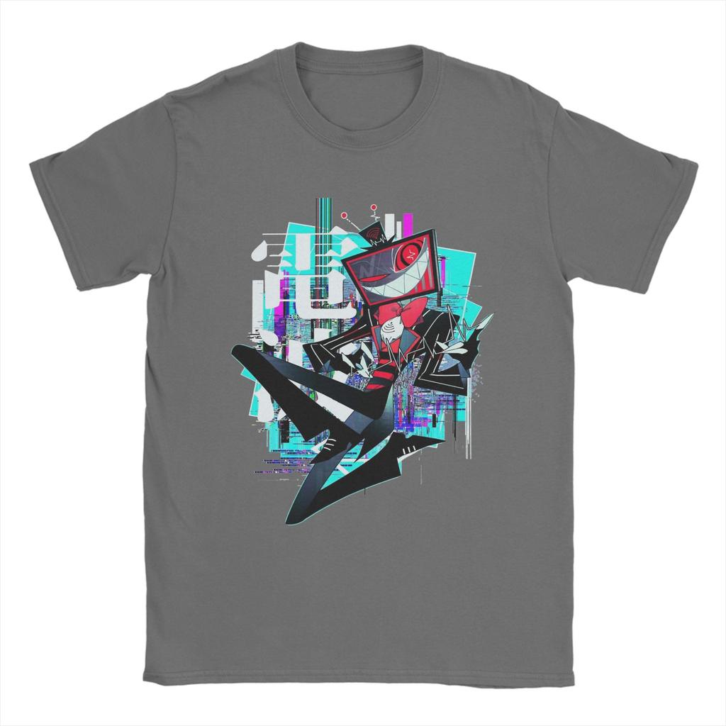 Koszulka Anime Vox Hazbins Hotels Męska Vintage Bawełniana Koszulka Okrągły Dekolt Krótki Rękaw Koszulki 4XL 5XL Ubrania