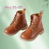 Kids Boys Boots Fashion Color PU Leather Shoes Autumn Winter For Children Boots Black Brown