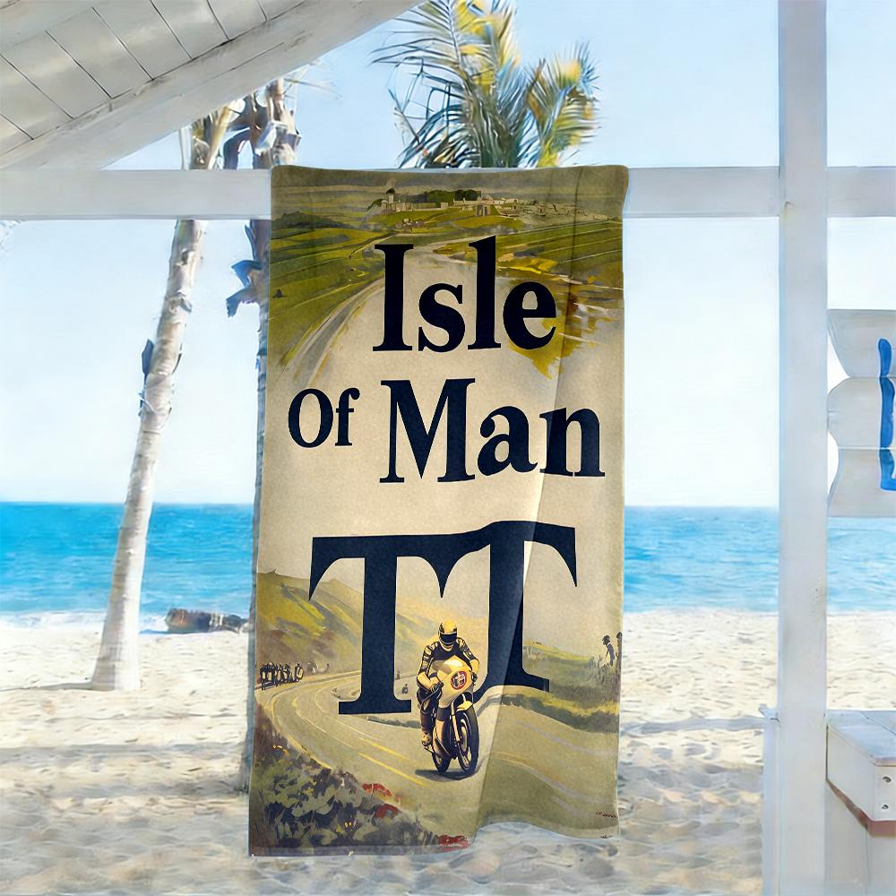 Isle Man Tt Beach Towel Soft Durable Quick-Dry Comfortable Lightweight Suitable for Swimming, Gym, Camping, Yoga Vacation