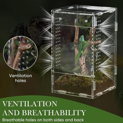 Reptile Habitat Terrarium Breeding Box Acrylic Case Nano Arboreal Tarantula Enclosure Spider Scorpion Bearded Dragon Habitat Set