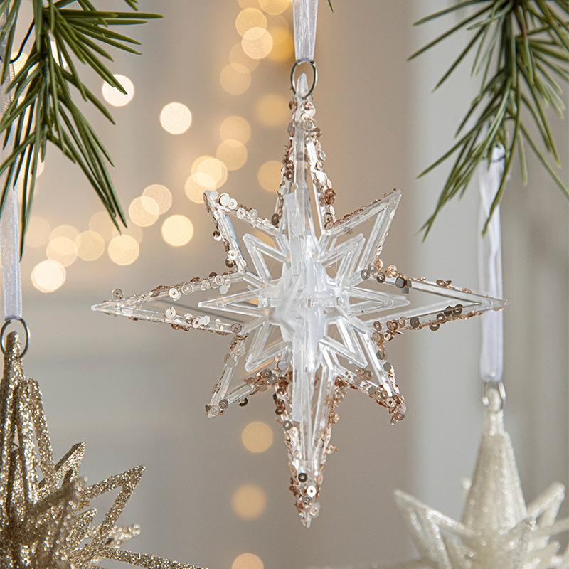 Christmas 3D Star Pendant Christmas Ornament Exploding Star Christmas Tree Pendant Atmosphere Decoration Supplies