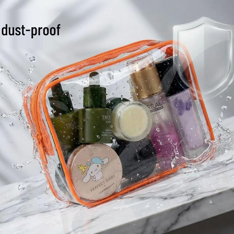 In-Stock Transparent PVC Makeup Tote: Dustproof, Portable Zipper Bag for Travel Toiletries & Daily Essentials