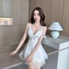 Slim Sexy V-Neck Suspender High Quality Lace Hollow Waist Backless Swing Suspender Dress New
