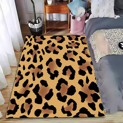 Teppich mit Leopardenmuster Modernes Tier-Muster-Design Schwarz Braun auf Beigem Hintergrund Geeignet für die Verwendung als rutschfester Teppich für Wohnzimmer und Schlafzimmer Sofas