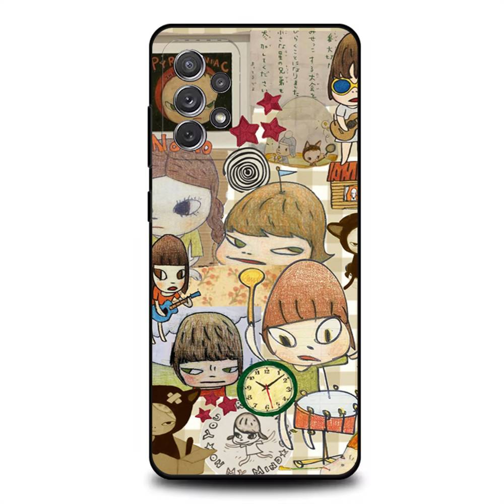 Y-Yoshitomos Art N-Nara Phone Case For Samsung S 25,24,23,22,30,21,10,9,Ultra,Plus,Lite,FE,4,5G Black Soft Case