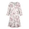 Women's Summer Dress Loose V Neck Three-quarter Sleeve Sundress With Pockets Dress