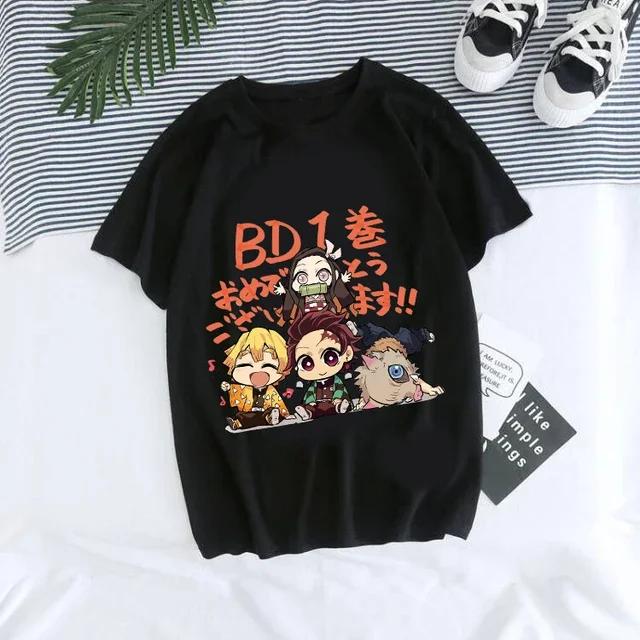 

Женская футболка Kaus Grafis Anime Demon Slayer Uniseks Tanjirou Kamado Kaus Wanita Kimetsu No Yaiba Nezuko Kaus Wanita 4XL