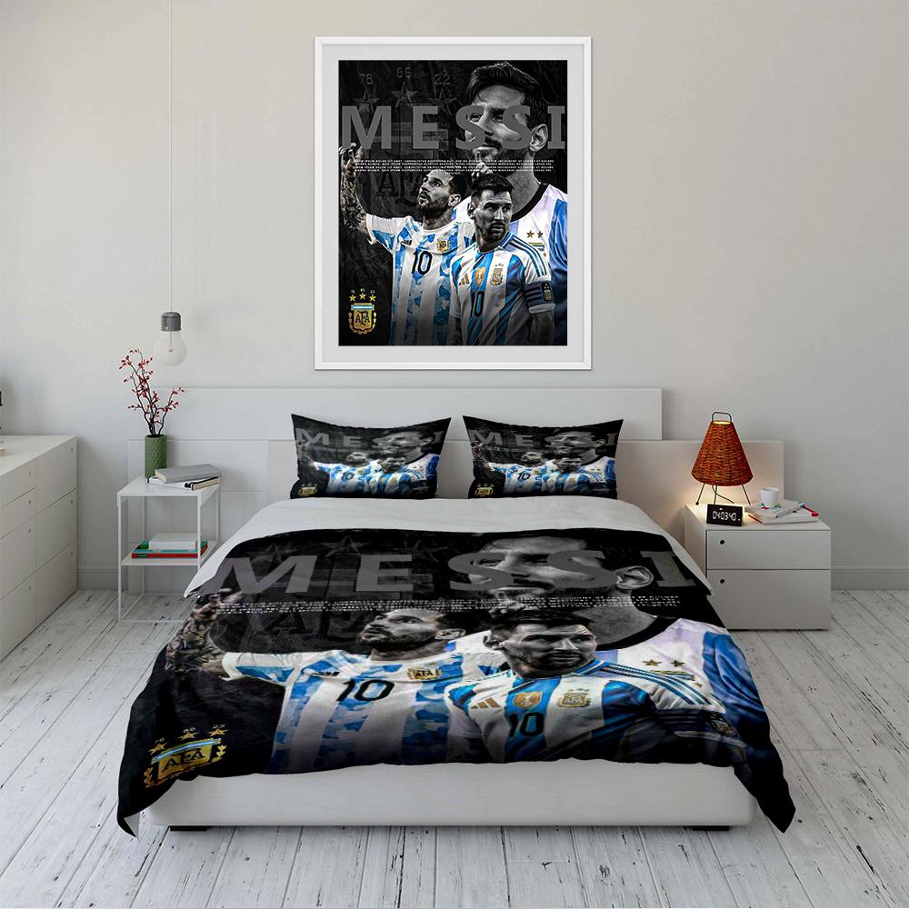 "Messi Themed Bedding Set" Bedding set (1 duvet cover, 2 pillowcases, duvet not included)