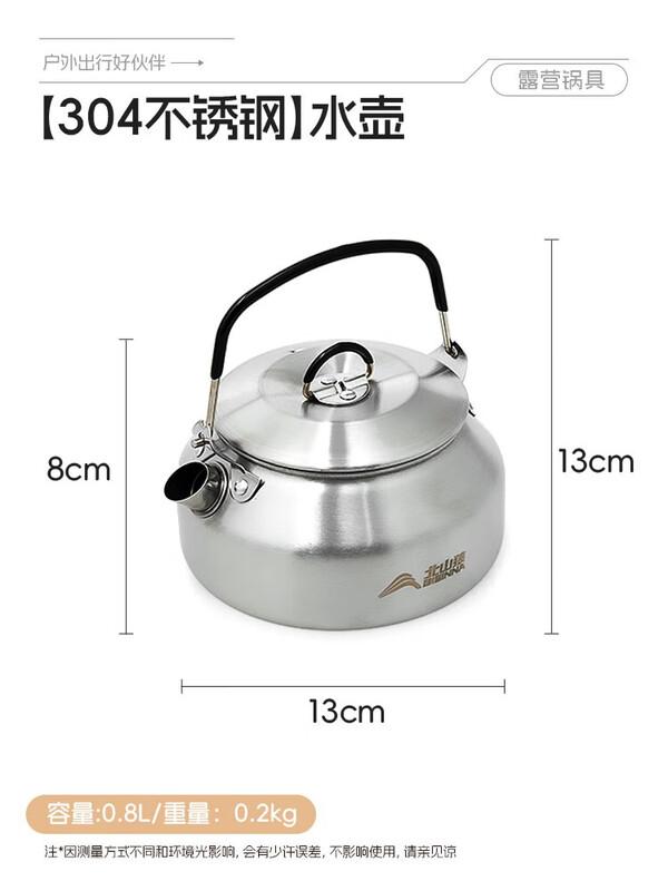 BSWolf Portable Outdoor Camping 304 Stainless Steel Teapot 0.8L