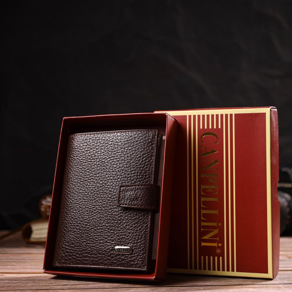 Bequeme mittelgroße vertikale Herrenbrieftasche aus echtem Leder Flotar CANPELLINI 21737 Braun