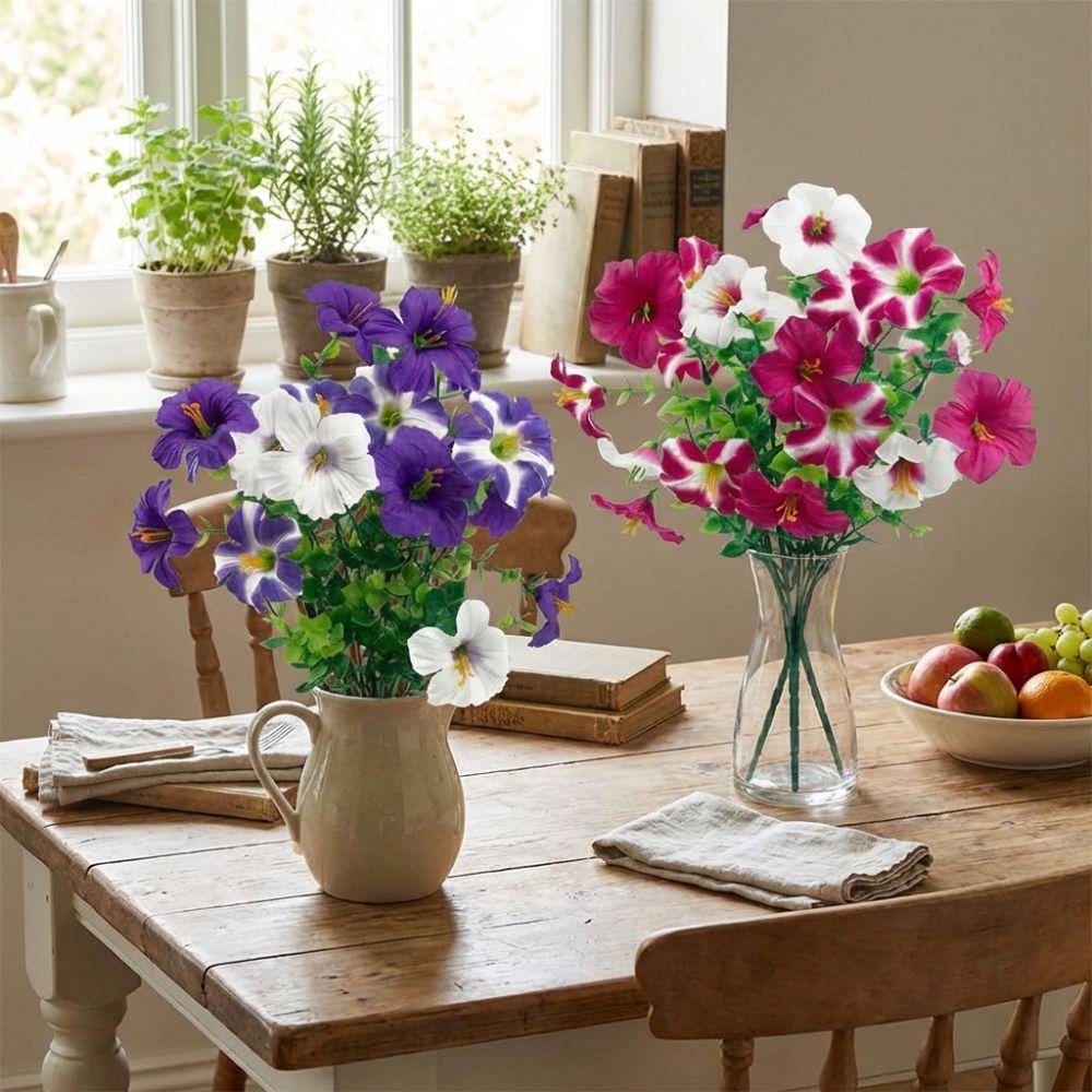 Realistic Silk Morning Glory Flowers UV Resistant Fake Flower Bouquets Faux Plant  Balcony Decor