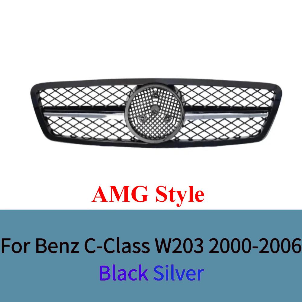 

Для Mercedes C-Class W203 2000-2006 Передняя решетка радиатора Сетка ABS Черный хром Решетка автомобиля Тюнинг аксессуары Фейслифт
