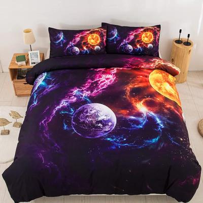 Galaxy Space Bedding Duvet Cover Set Queen Galaxy Planet Printed Comforter Cover Universe Bedding Set Solar System Decor Teens