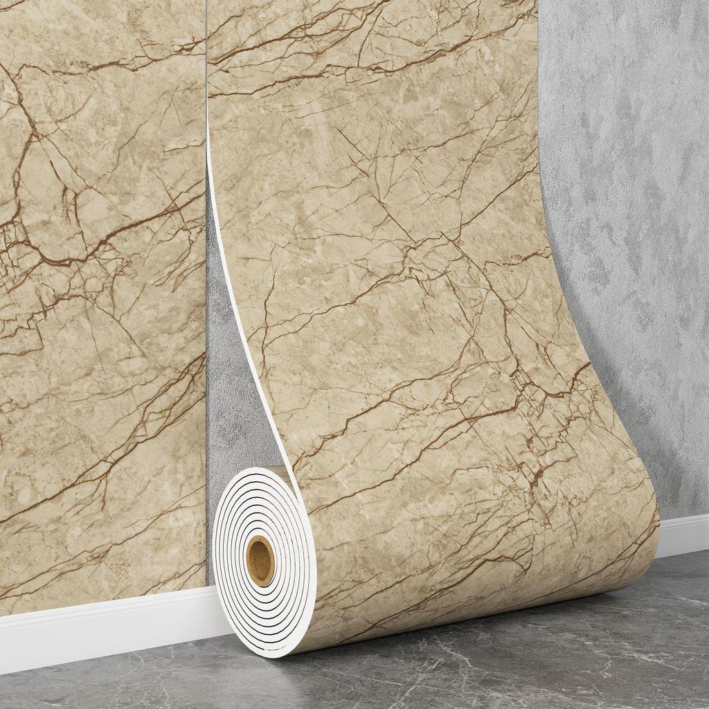 Self-Adhesive Waterproof Imitation Marble Tile Wall Sticker for Bathroom, Living Room, Kitchen, and TV Background.