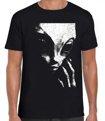 Alien UFO Seltsam Kryptozoologie Kryptid Zufällig Stoner Roswell Schwarzes T-Shirt 405