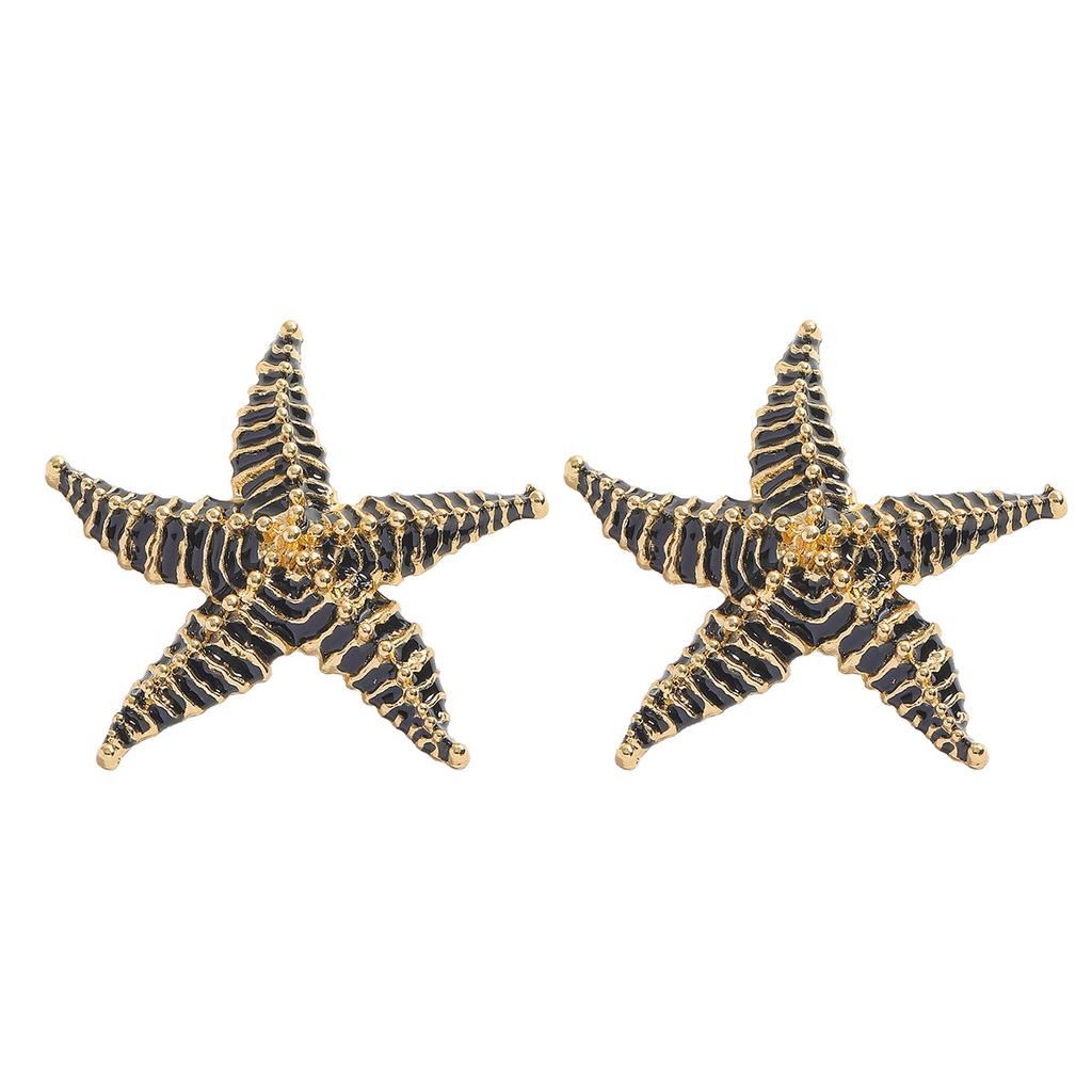 Summer Enamel Starfish Earrings Personality Trend Fashion Pentagram Earrings Light Luxury Holiday Earrings Women