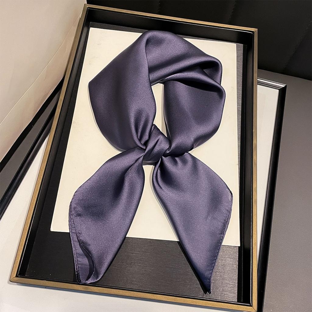 Solid Color Women's Square Scarf Multi-Purpose Fashionable Imitation Silk Scarf For Hair Waist Bag Bandana Hair Band Headband