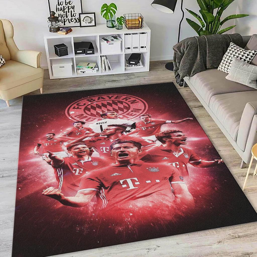 Tappeto Leggende Bayern Monaco, Tappeto Collage Giocatori FC Bayern, Decorazione Stella Calcistica Rossa, Regalo per Tifoso Bayern, Tappeto Squadra Calcio Lavabile Antiscivolo