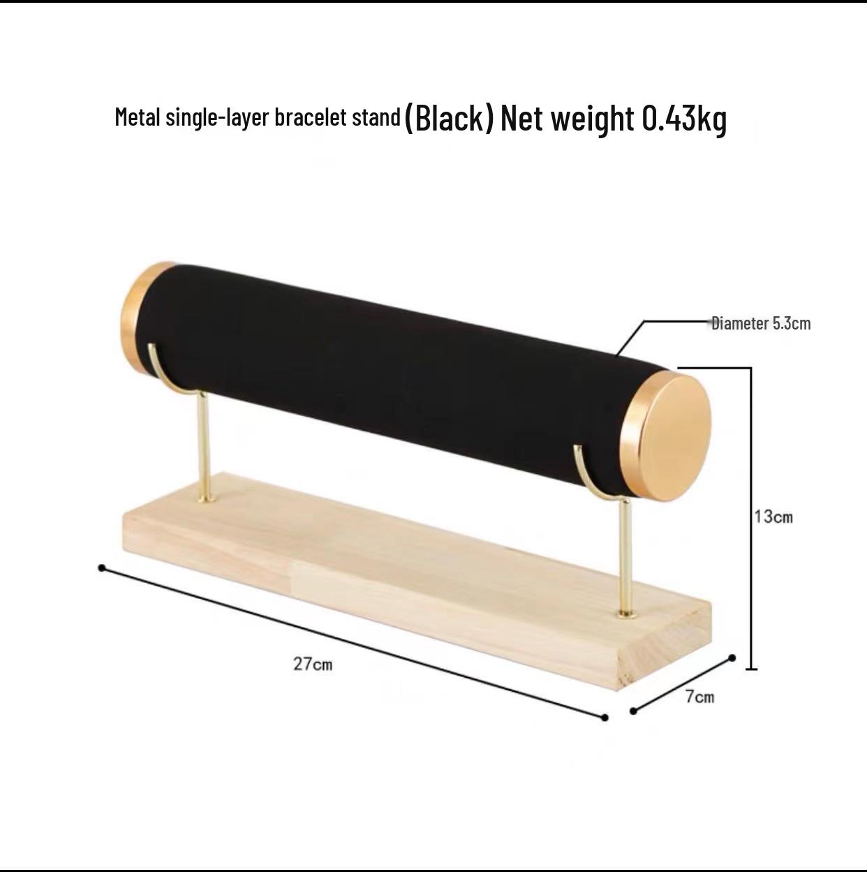 Solid Wood Velvet Jewelry Display Stand - Single Layer for Bracelets, Watches, and Bangles.