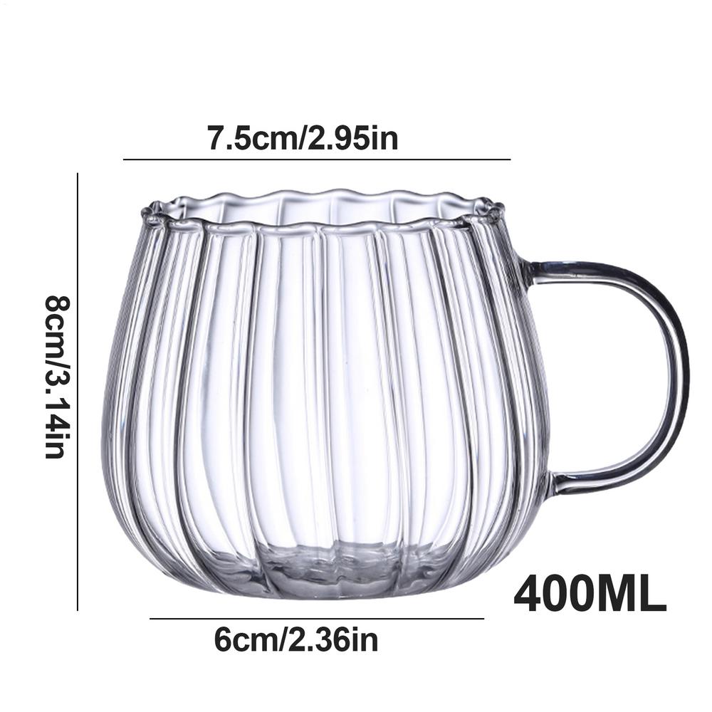 400ml Heat Resistant Glass Pumpkin Water Cup Breakfast Oatmeal Milk Coffee Cup Household Large Capacity Cup Water Cup