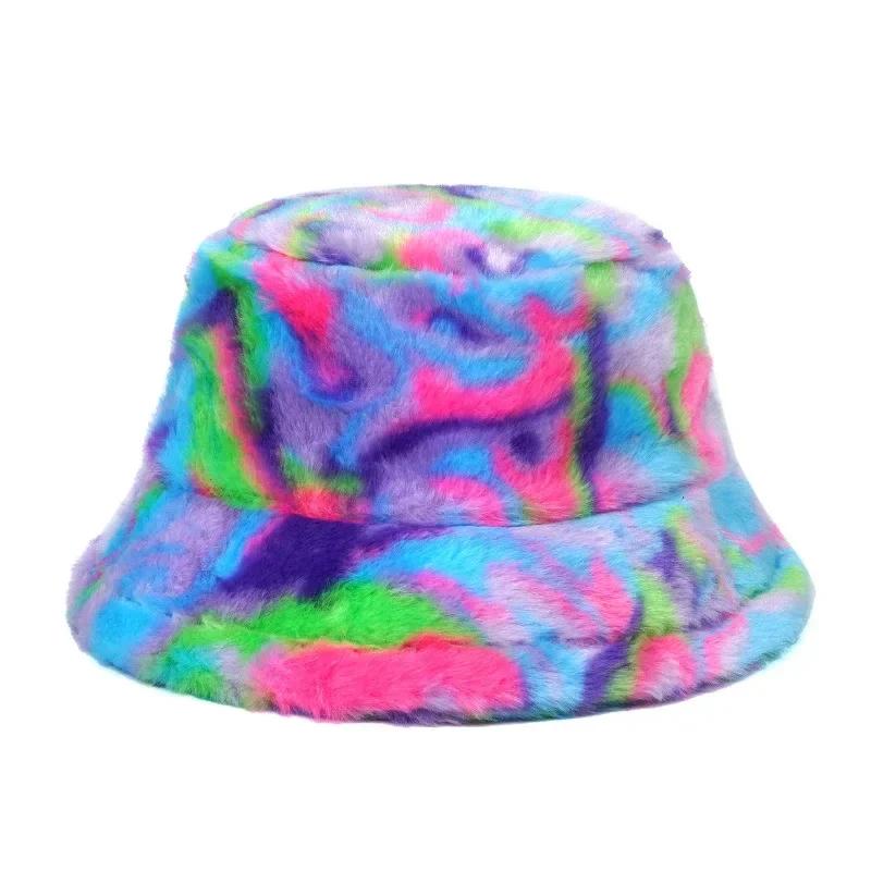 Winter Warm Fur Bucket Caps Women Men Outdoor Keep Warm Fluffy Panama Female Thickened Rabbit Hair Windproof Fisherman Caps
