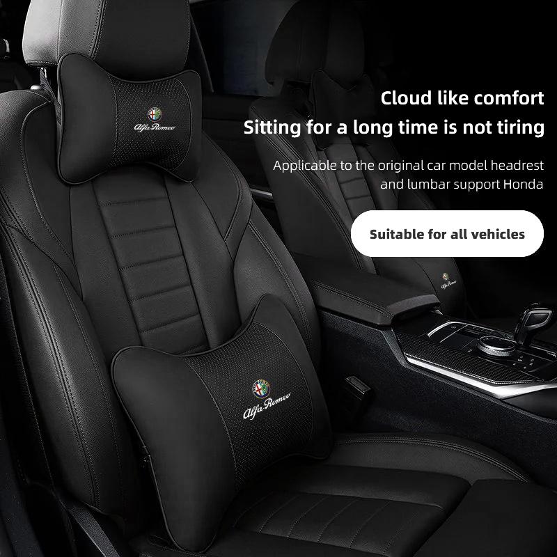 Car Seat Headrest Auto Logo Neck Pillow For Alfa Romeo Giulia Stelvio Giulietta 156 159 147 Mito Tonale Brera Disco 156 15 decal