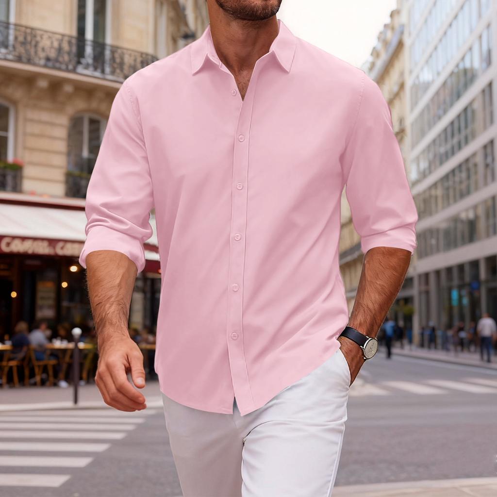 Men's Slim Fit Elastic Shirt, Business Thin Shirt