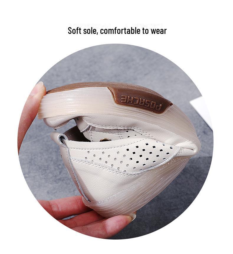 Summer Korean-Style Women's Hollow Velcro Sneakers - Soft, Trendy, and Perforated Design.