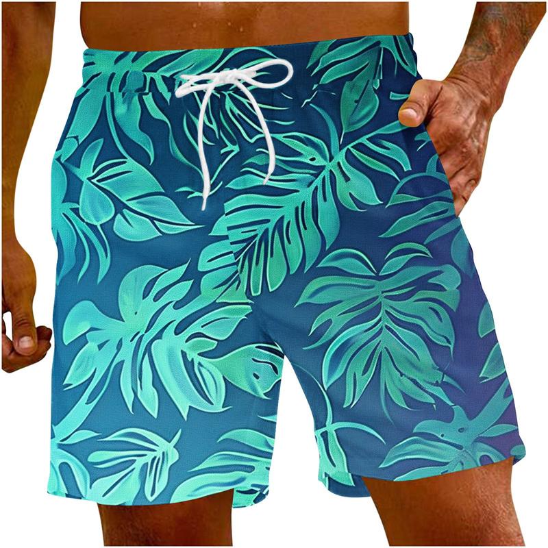 Tropical Palm Leaf Graphic Beach Shorts For Men Plant 3D Printed Board Shorts Casual Hawaiian Short Pants Oversized Swim Trunks