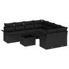Set Divano da Giardino 9 Pezzi con Cuscini Polyrattan Nero