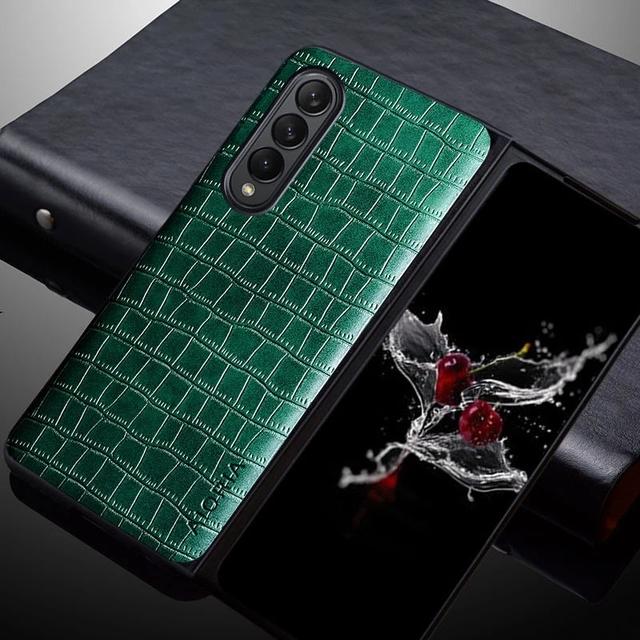 Anti-Fingerprint Luxus Krokodil Ledertasche für Samsung Galaxy Z Fold 3 5g Fold3 Anti-Scratch Handy Abdeckung