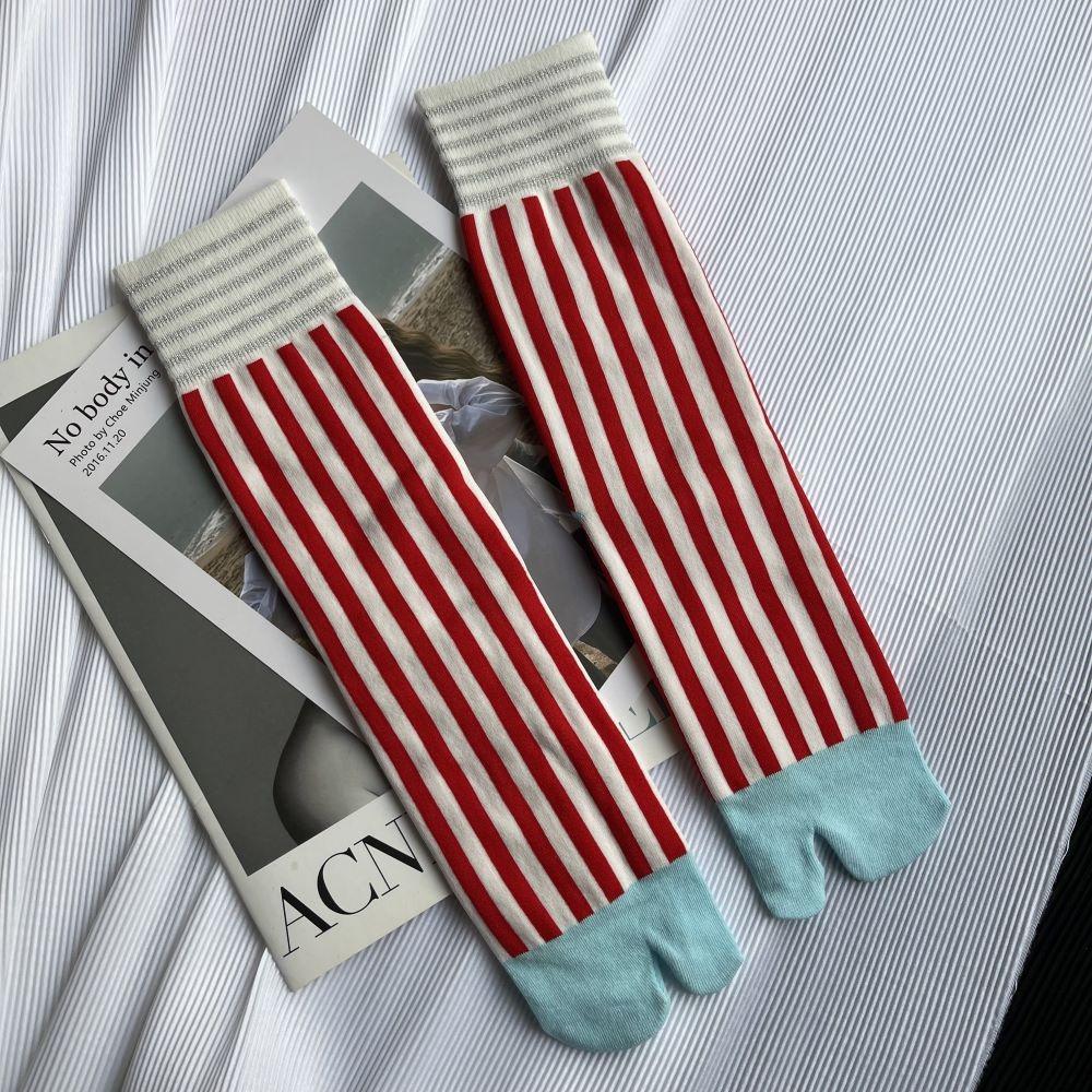 Colorful Split Toe Socks Striped Women's Tabi Socks Fashion Toe Socks
