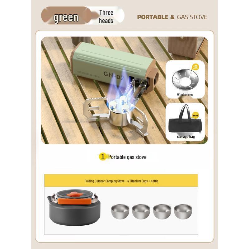 Portable Foldable Green Outdoor Cassette Stove for Camping, Picnics, and BBQs