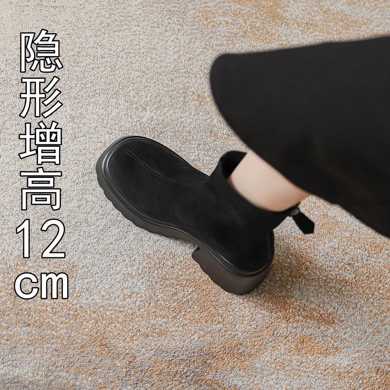 

New autumn and winter thin brown elastic thin boots women s inner heightening short boots thick-soled Martin boots 39