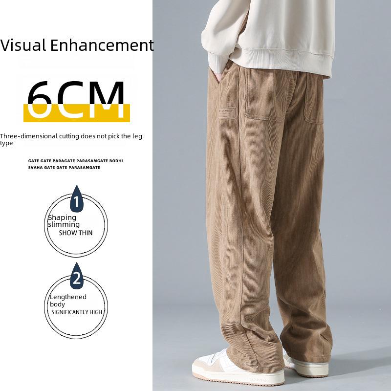 Men's Corduroy Wide-Leg Pants: Trendy, Casual, Large Size for All Seasons