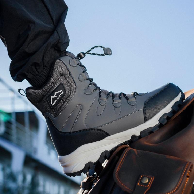 Schneestiefel für Männer und Frauen sind wasserdicht, rutschfest, dick, warm und kältebeständig, mit drehbaren Knöpfen