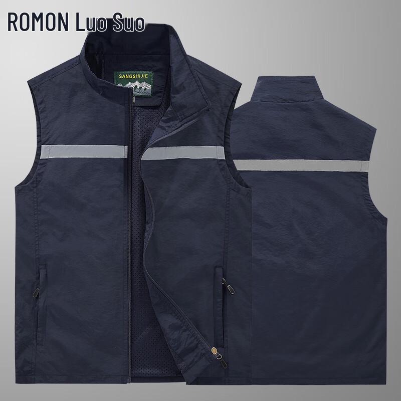ROMON Men s Multi-Pocket Outdoor Vest with Reflective Strips M