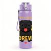 1PC Love You Forever Black Pug 750ml Color Plastic Sports Water Bottle Leakproof Flip Straw Lid Suitable for Sports Office Home Use