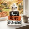 Orange And Black Party Props Halloween Ghost Decoration Wooden Sign Tiered Tray Ornament Farmhouse Rustic Holiday Centerpieces Tabletop Centerpiece