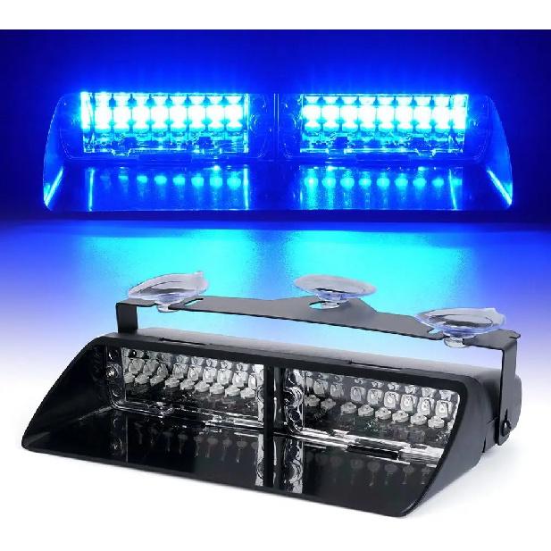

16 LED Windshield Dash Strobe Light Bar Car Truck Warning Flash Lamp Police Lights 12V Emergency Signal Lamp Flash Lighting синій